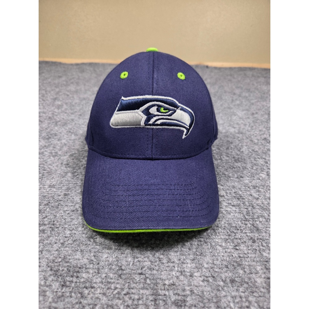 Seattle Seahawks Snapback Hat Kids OSFA NFL Team Apparel Navy Blue Lime Green